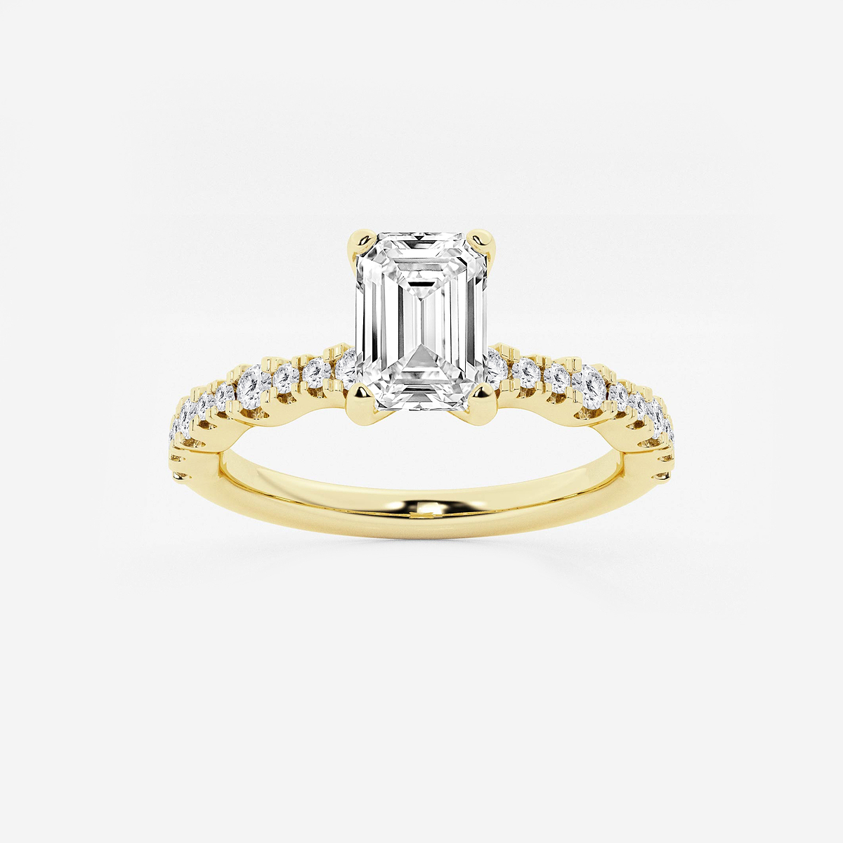 1 ctw Emerald Lab Grown Diamond Station Engagement Ring