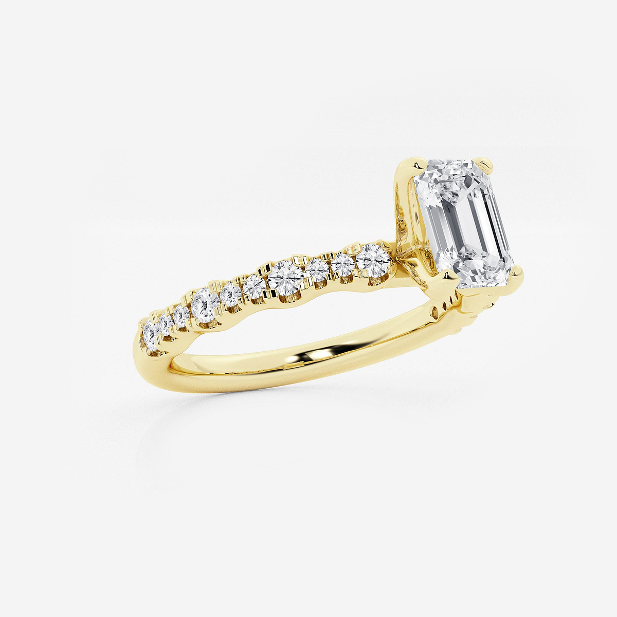 Additional Image 1 for  1 ctw Emerald Lab Grown Diamond Station Engagement Ring