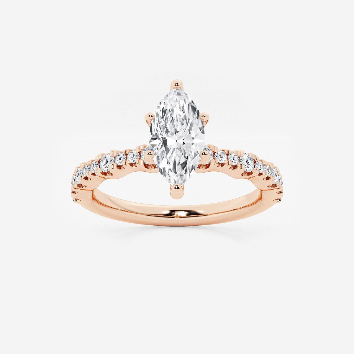 1 1/3 ctw Marquise Lab Grown Diamond Station Engagement Ring