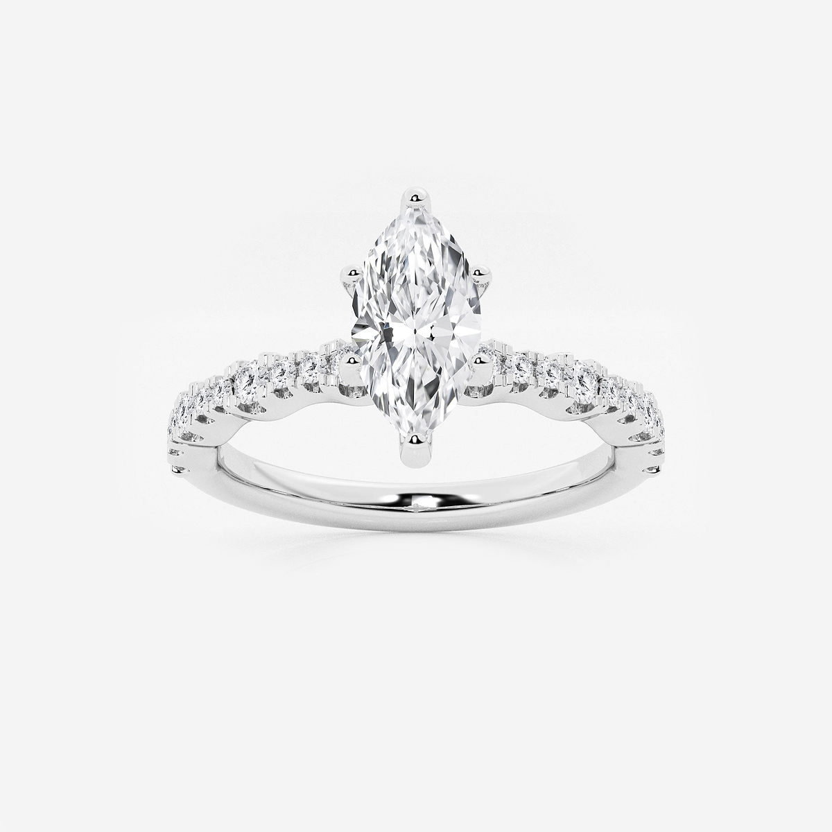 1 1/3 ctw Marquise Lab Grown Diamond Station Engagement Ring