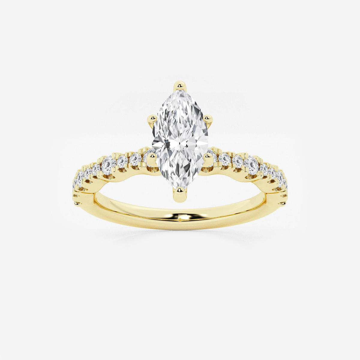 1 1/3 ctw Marquise Lab Grown Diamond Station Engagement Ring
