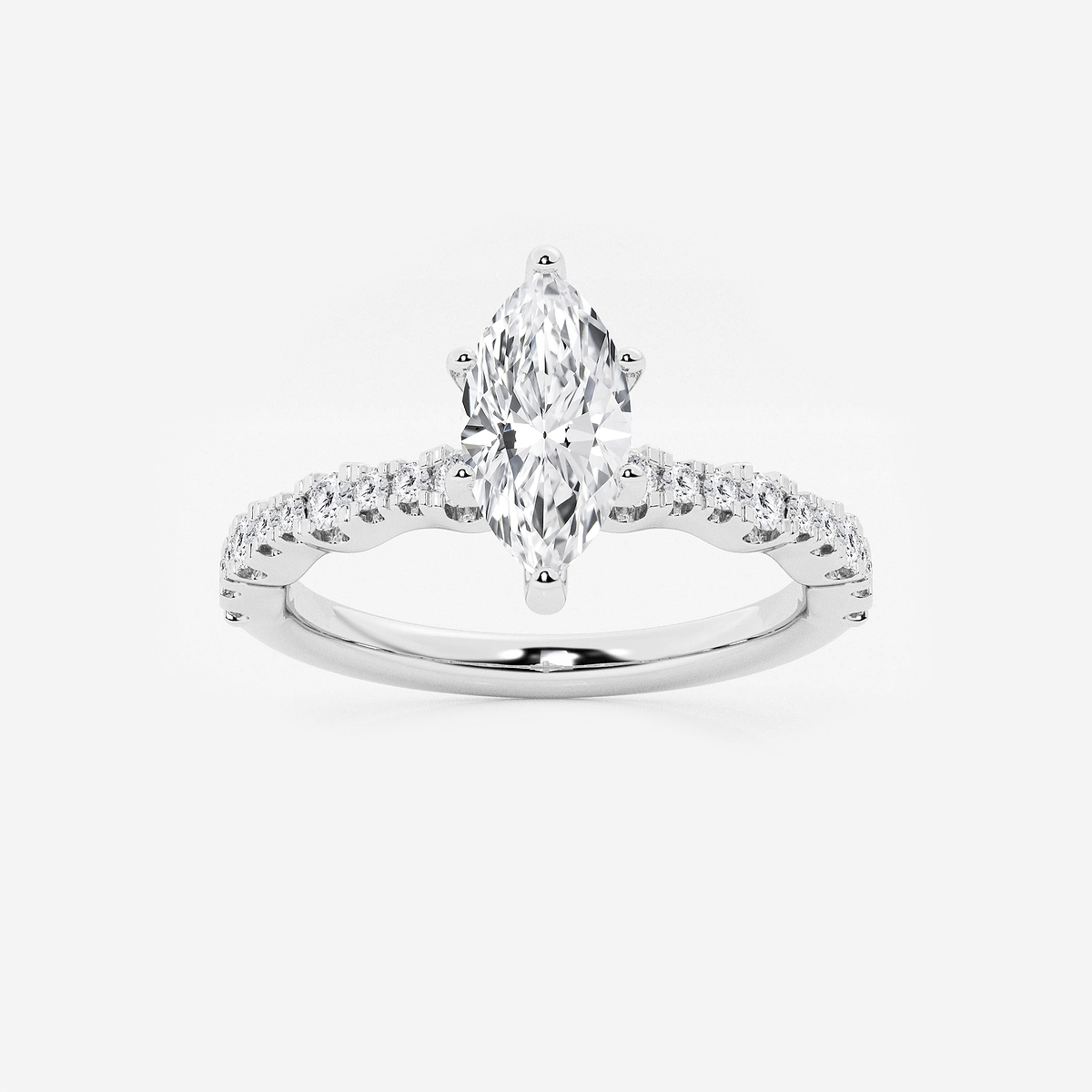 1 1/3 ctw Marquise Lab Grown Diamond Station Engagement Ring