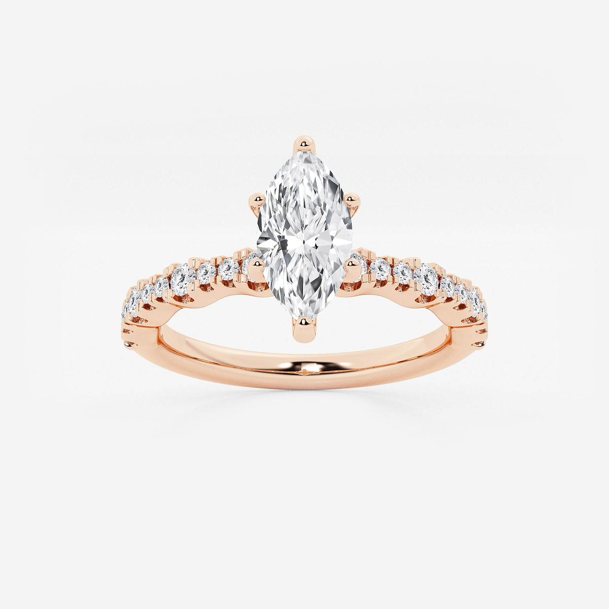 1 ctw Marquise Lab Grown Diamond Station Engagement Ring