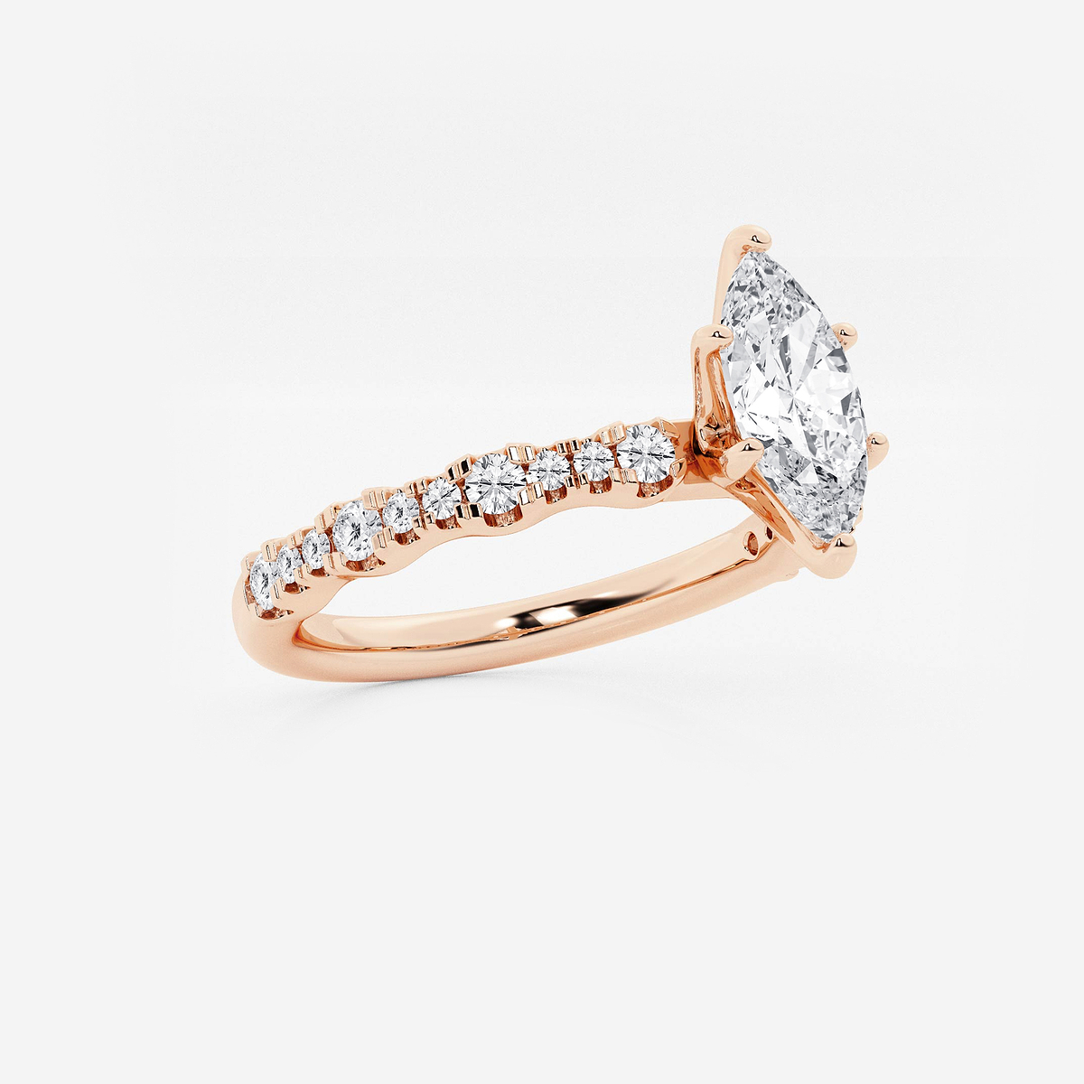 Additional Image 1 for  1 ctw Marquise Lab Grown Diamond Station Engagement Ring