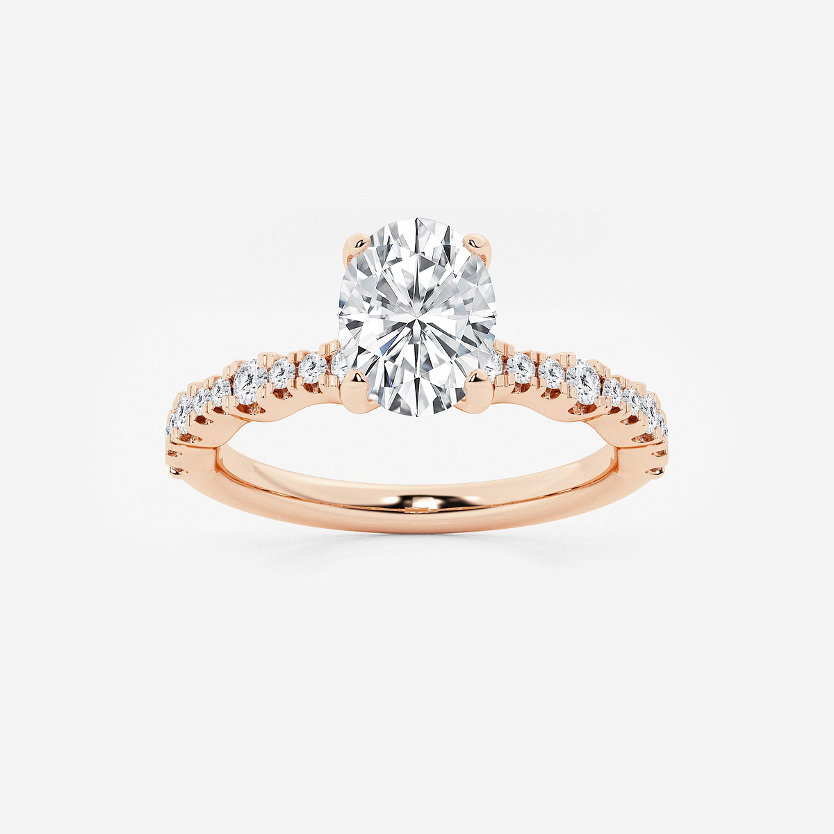 1 1/3 ctw Oval Lab Grown Diamond Station Engagement Ring