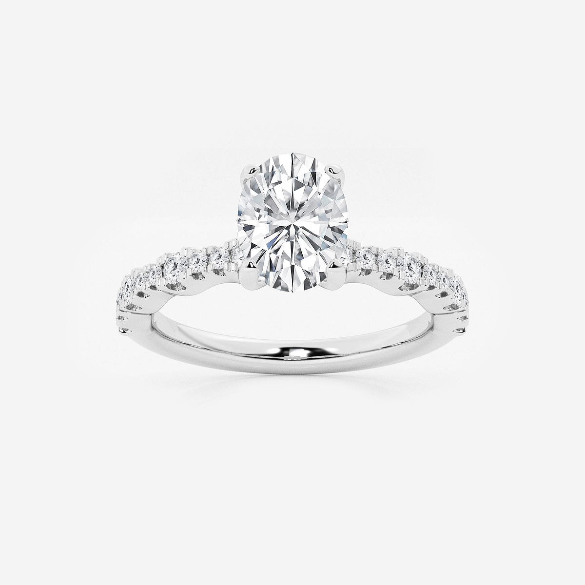 1 1/3 ctw Oval Lab Grown Diamond Station Engagement Ring