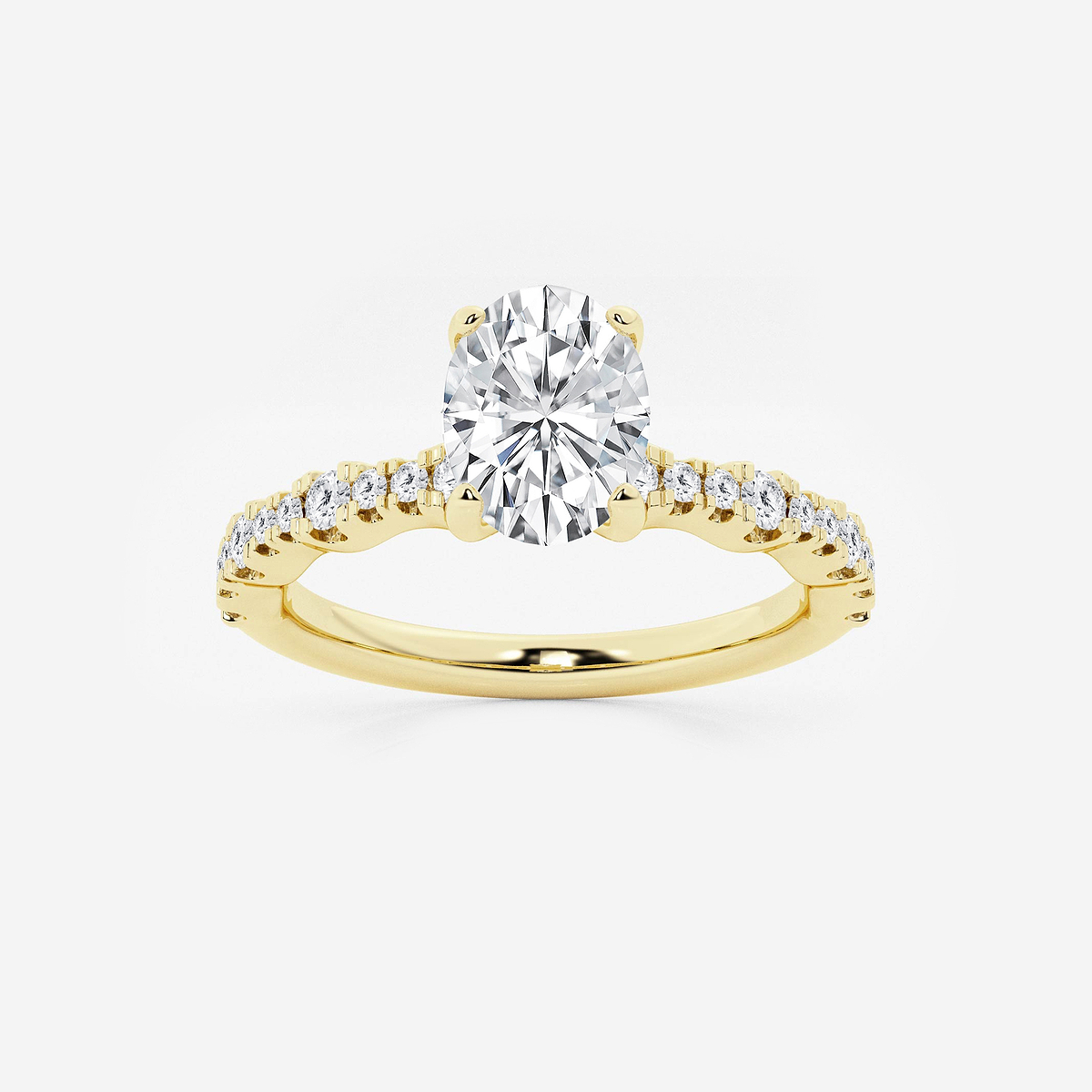 1 1/3 ctw Oval Lab Grown Diamond Station Engagement Ring