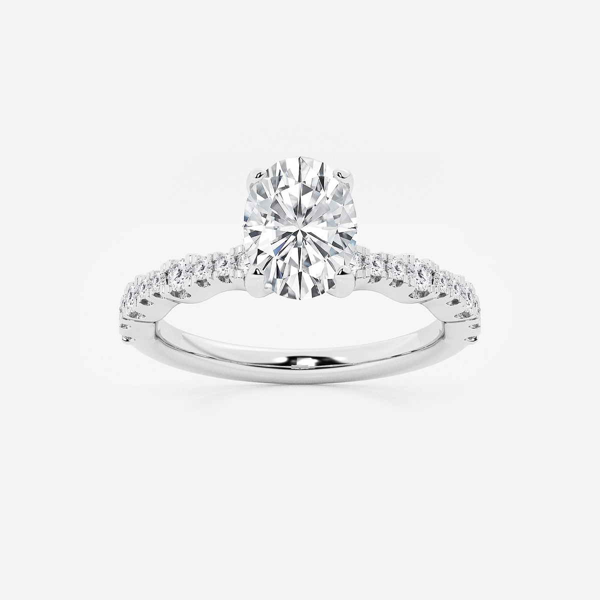 1 1/3 ctw Oval Lab Grown Diamond Station Engagement Ring