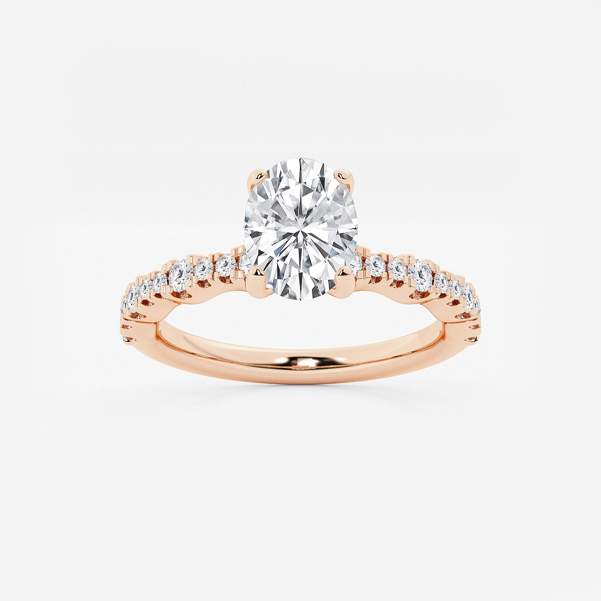 1 ctw Oval Lab Grown Diamond Station Engagement Ring