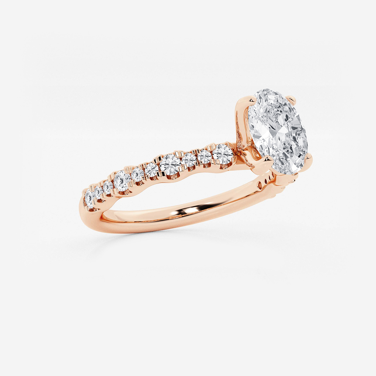 Additional Image 1 for  1 1/3 ctw Oval Lab Grown Diamond Station Engagement Ring