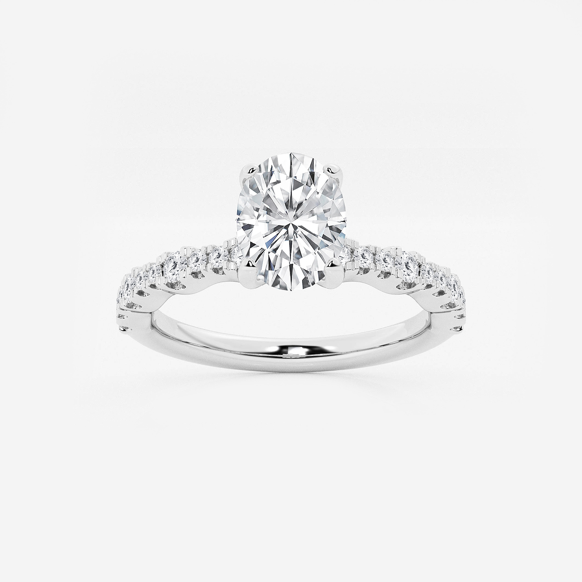 1 ctw Oval Lab Grown Diamond Station Engagement Ring