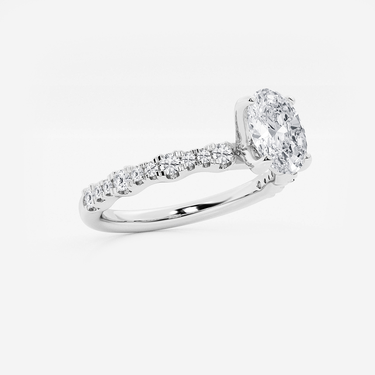 Additional Image 1 for  1 ctw Oval Lab Grown Diamond Station Engagement Ring