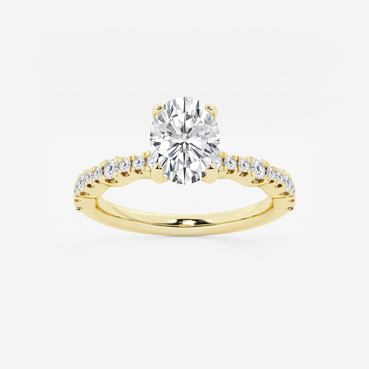 1 ctw Oval Lab Grown Diamond Station Engagement Ring
