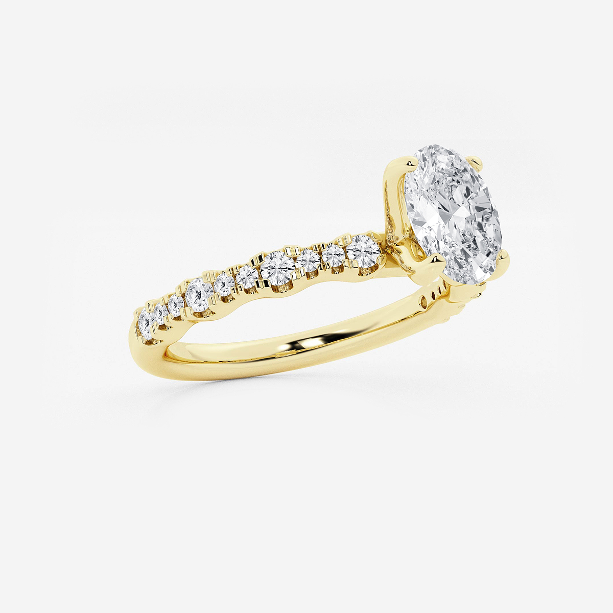Additional Image 1 for  1 1/3 ctw Oval Lab Grown Diamond Station Engagement Ring