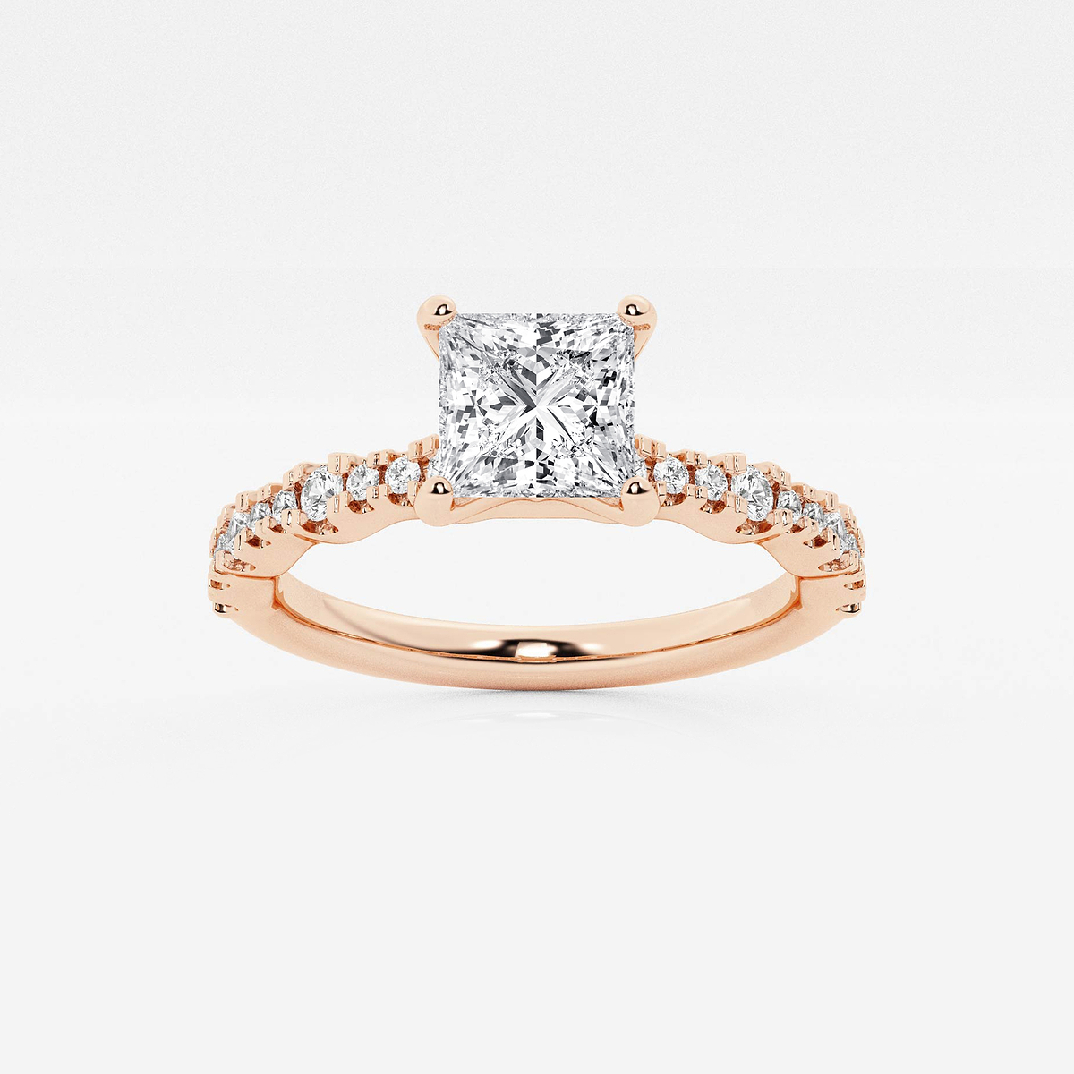 1 1/3 ctw Princess Lab Grown Diamond Station Engagement Ring