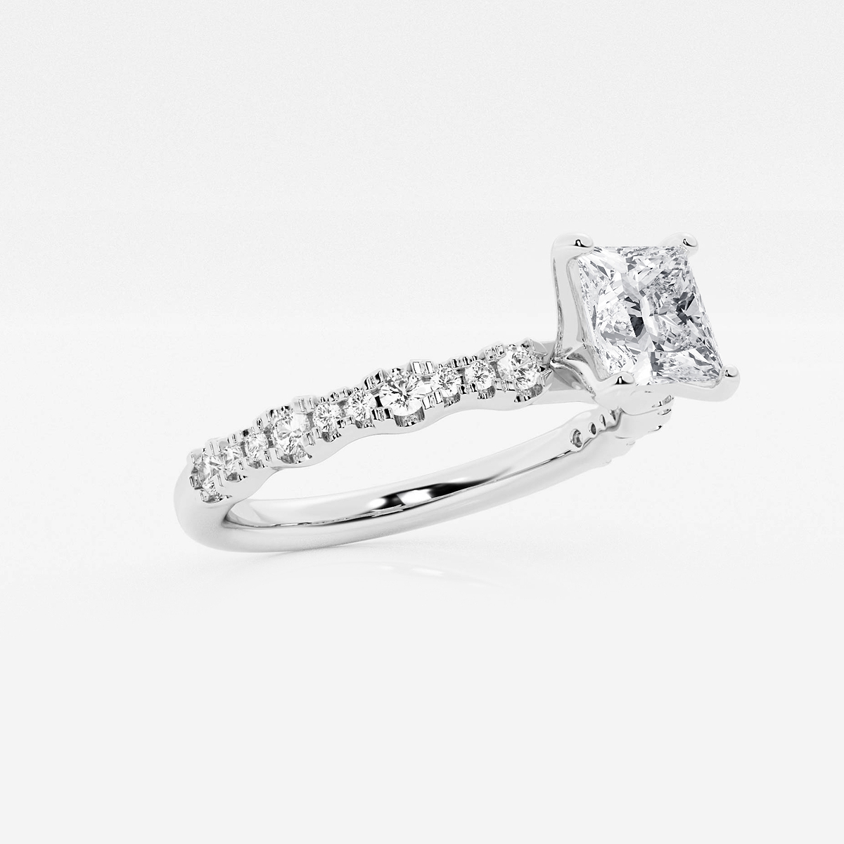 Additional Image 1 for  1 1/3 ctw Princess Lab Grown Diamond Station Engagement Ring