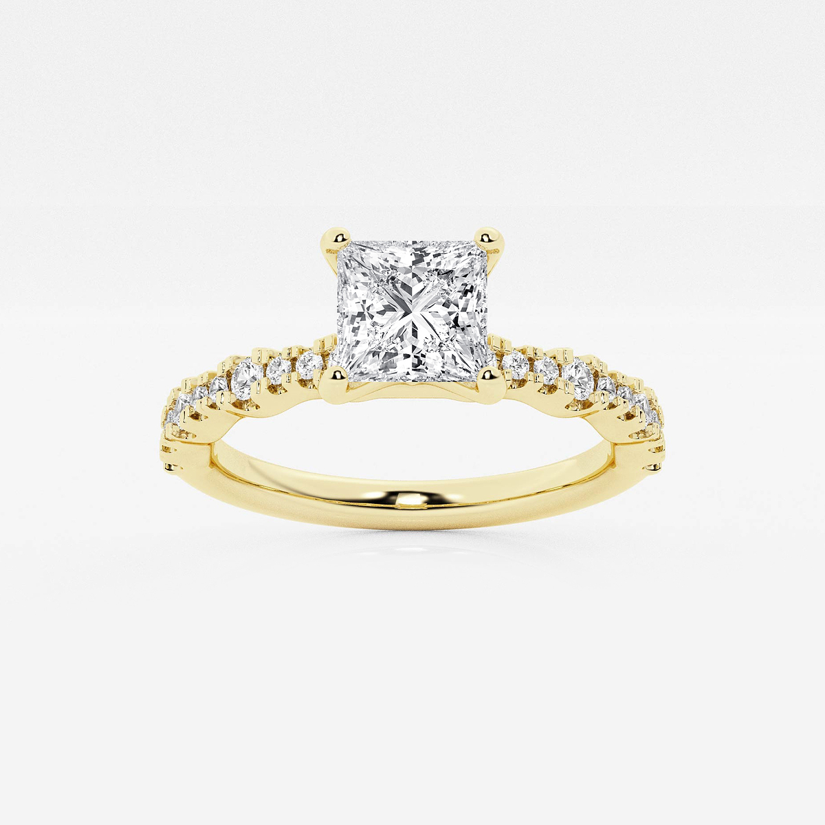1 1/3 ctw Princess Lab Grown Diamond Station Engagement Ring