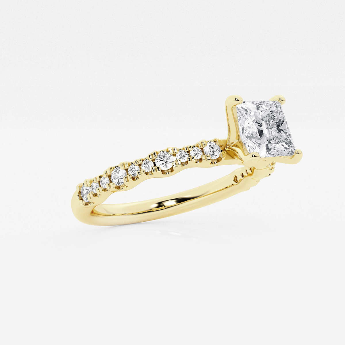 Additional Image 1 for  1 1/3 ctw Princess Lab Grown Diamond Station Engagement Ring