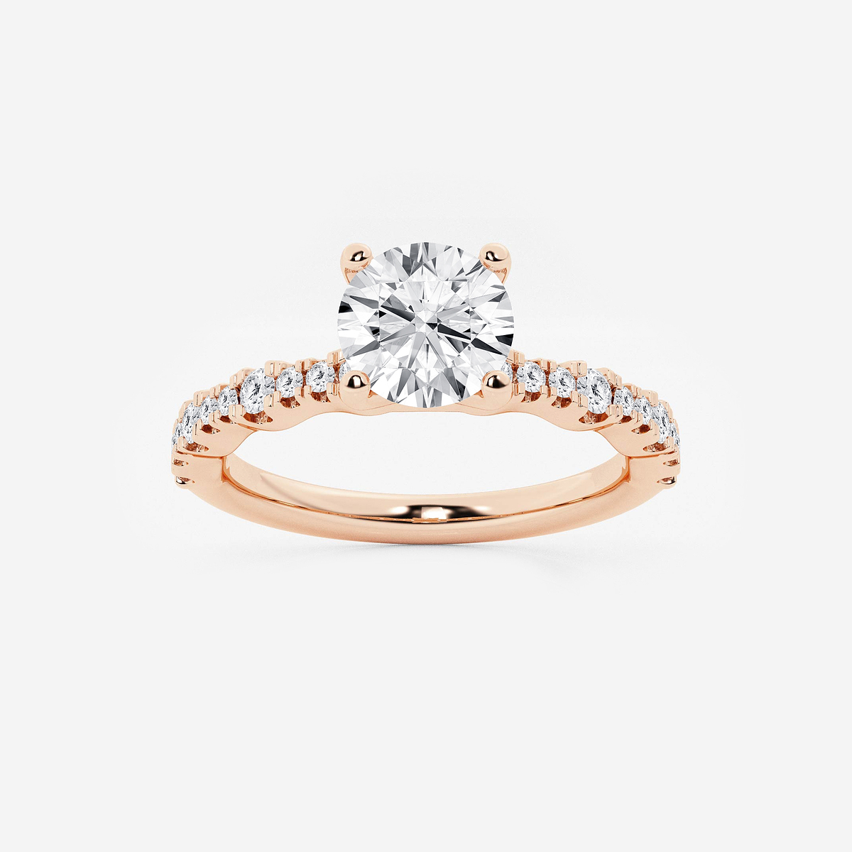 1 1/3 ctw Round Lab Grown Diamond Station Engagement Ring