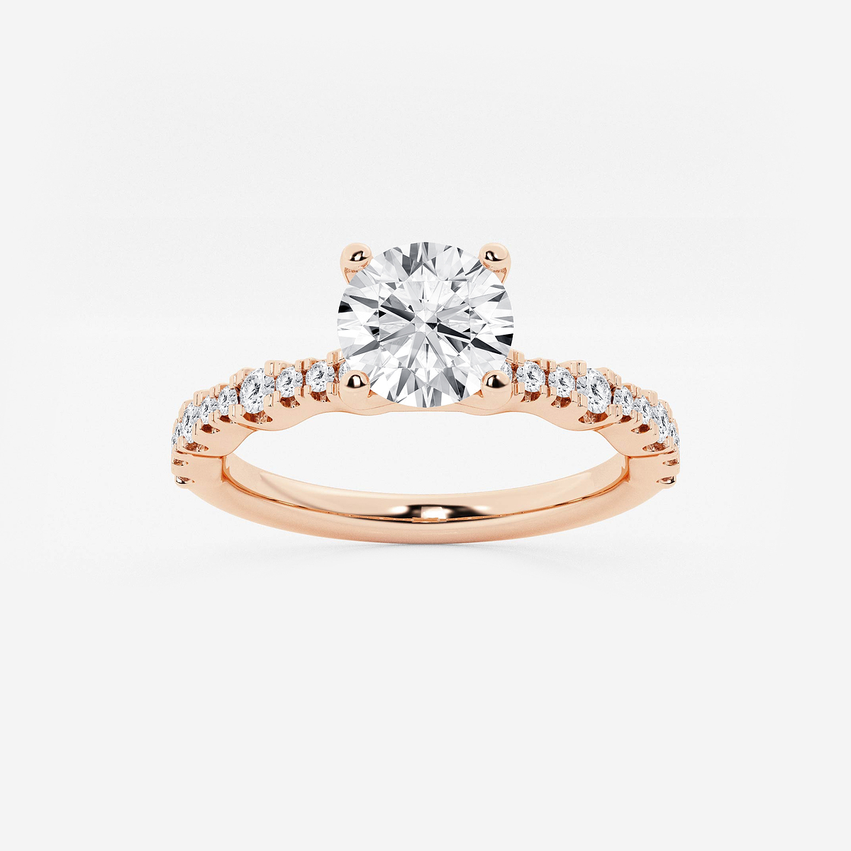 1 ctw Round Lab Grown Diamond Station Engagement Ring
