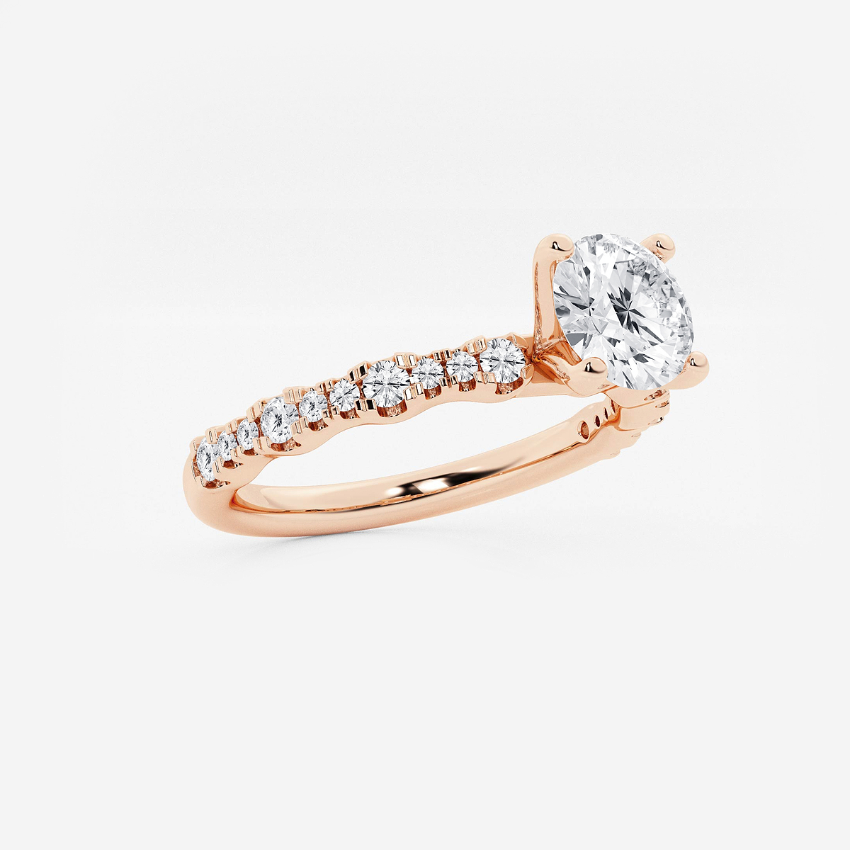 Additional Image 1 for  1 ctw Round Lab Grown Diamond Station Engagement Ring