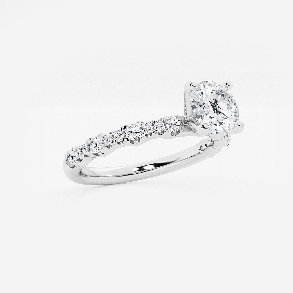 Additional Image 1 for  1 ctw Round Lab Grown Diamond Station Engagement Ring