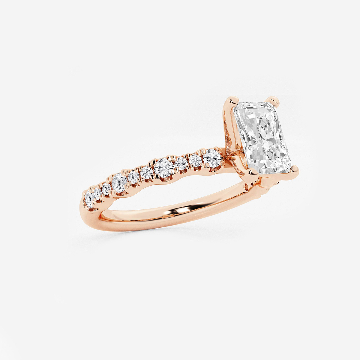 Additional Image 1 for  1 ctw Radiant Lab Grown Diamond Station Engagement Ring
