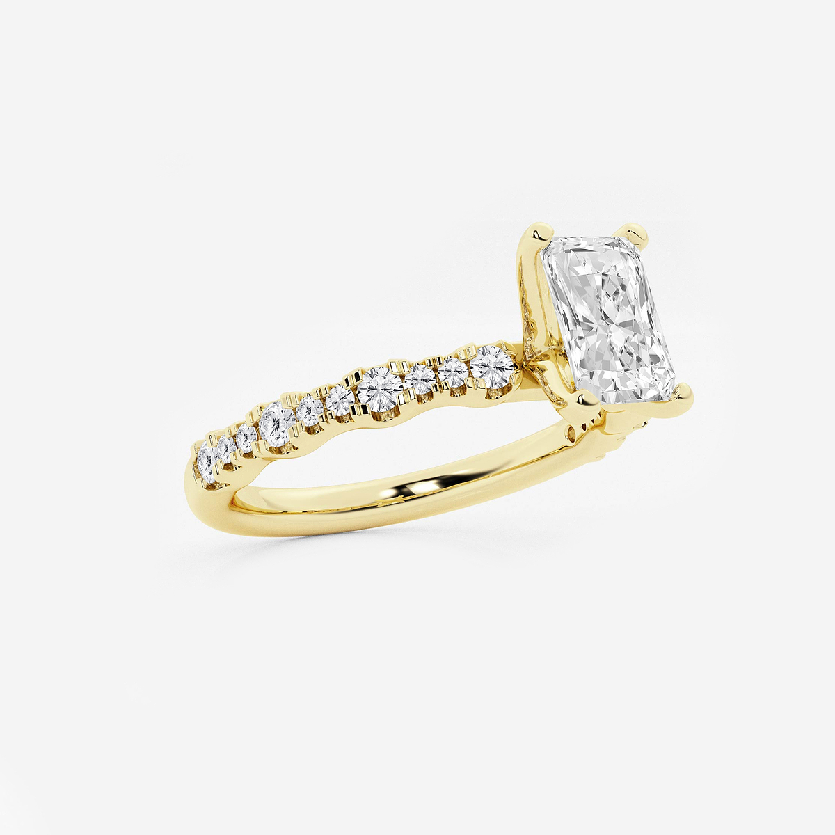 1 1/3 ctw Radiant Lab Grown Diamond Station Engagement Ring 14K Yellow Gold, D, VVS