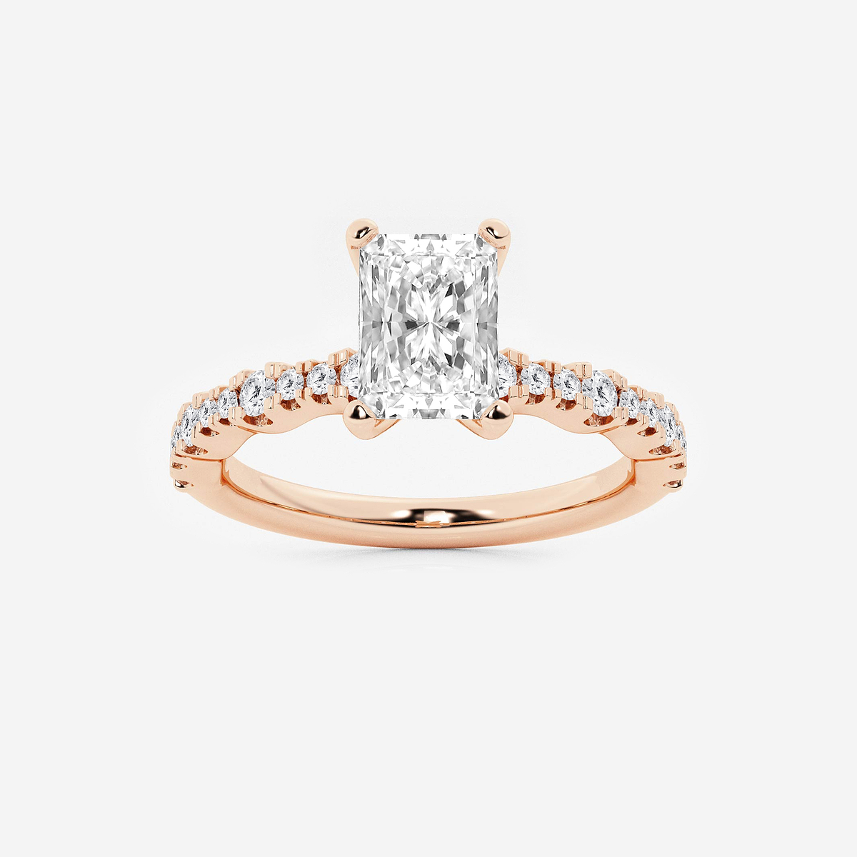 1 ctw Radiant Lab Grown Diamond Station Engagement Ring