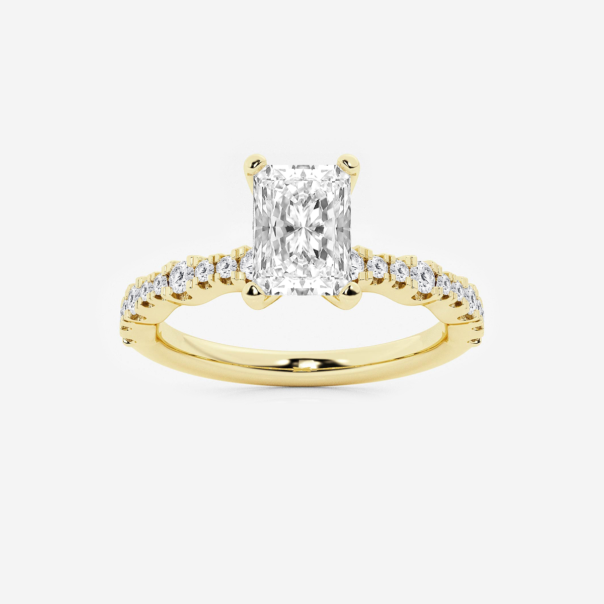 1 1/3 ctw Radiant Lab Grown Diamond Station Engagement Ring 14K Yellow Gold, D, VVS