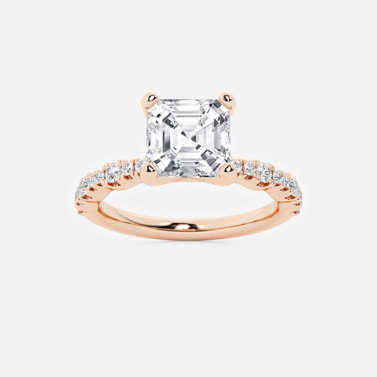 2 1/2 ctw Asscher Lab Grown Diamond Station Engagement Ring