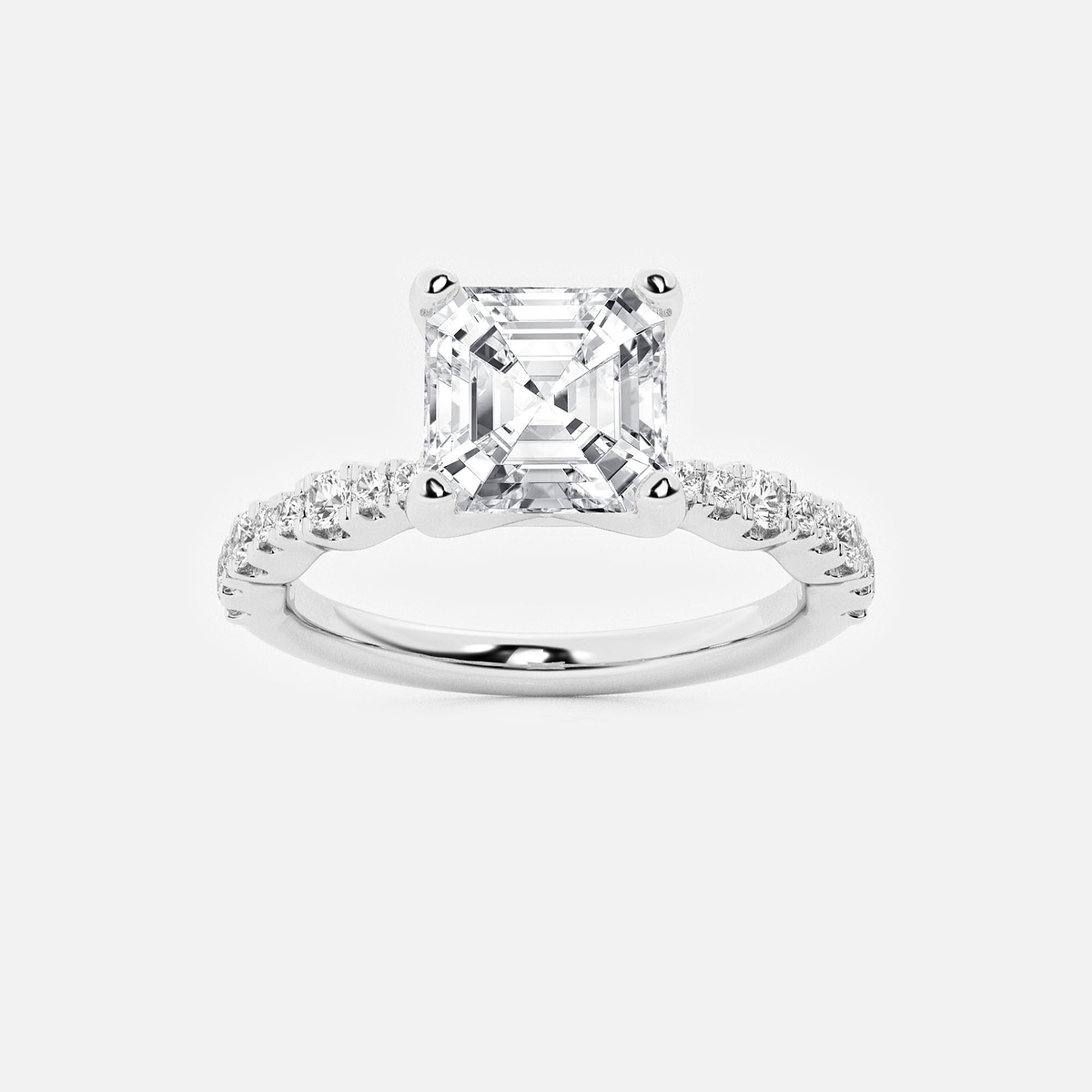 2 1/2 ctw Asscher Lab Grown Diamond Station Engagement Ring