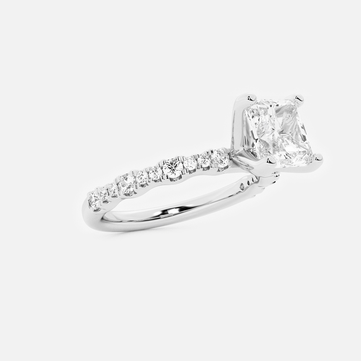 Additional Image 1 for  2 1/2 ctw Asscher Lab Grown Diamond Station Engagement Ring