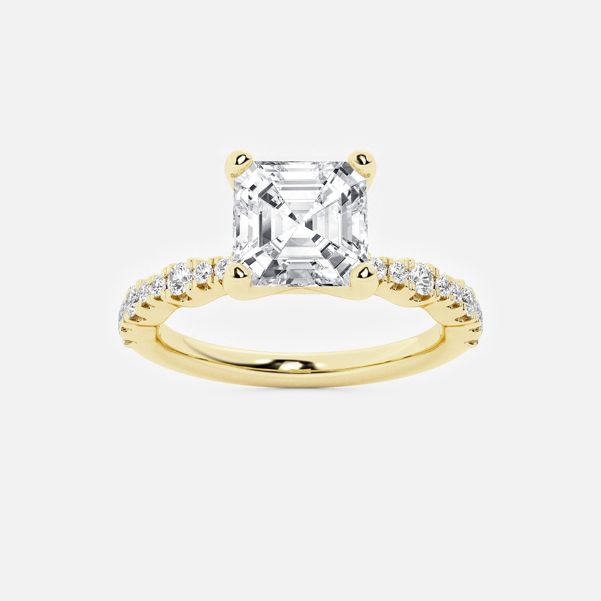 2 1/2 ctw Asscher Lab Grown Diamond Station Engagement Ring