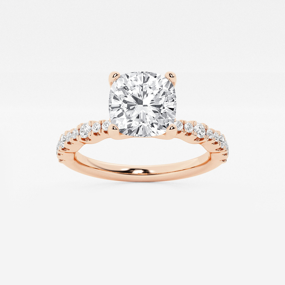 2 1/2 ctw Cushion Lab Grown Diamond Station Engagement Ring