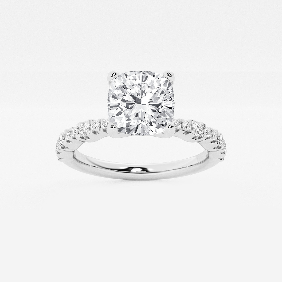 2 1/2 ctw Cushion Lab Grown Diamond Station Engagement Ring
