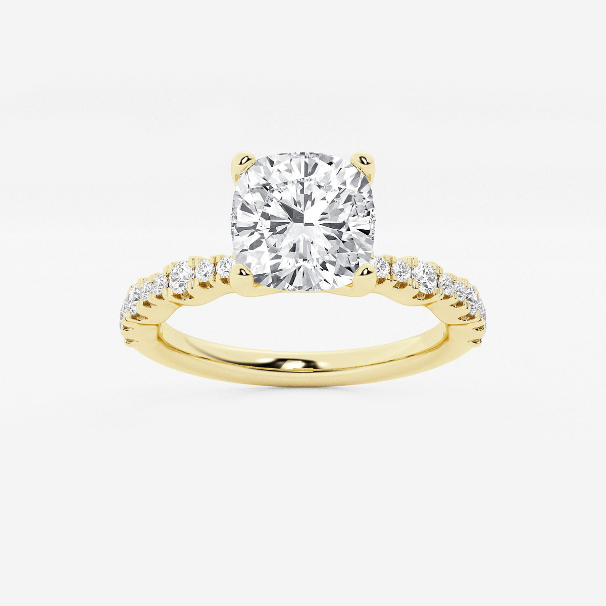 2 1/2 ctw Cushion Lab Grown Diamond Station Engagement Ring