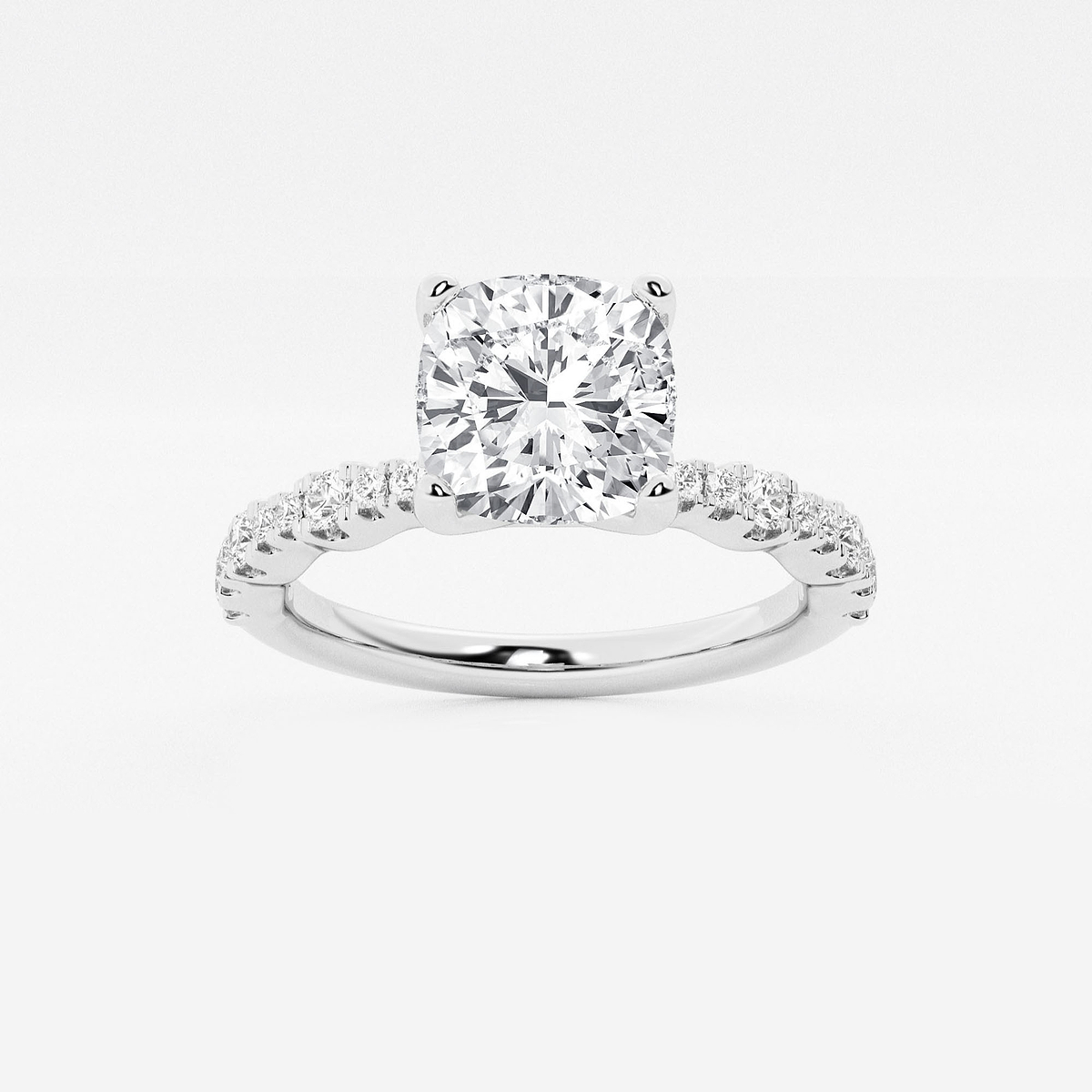 2 1/2 ctw Cushion Lab Grown Diamond Station Engagement Ring