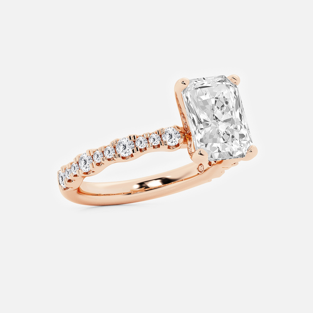 Additional Image 1 for  2 1/2 ctw Radiant Lab Grown Diamond Station Engagement Ring