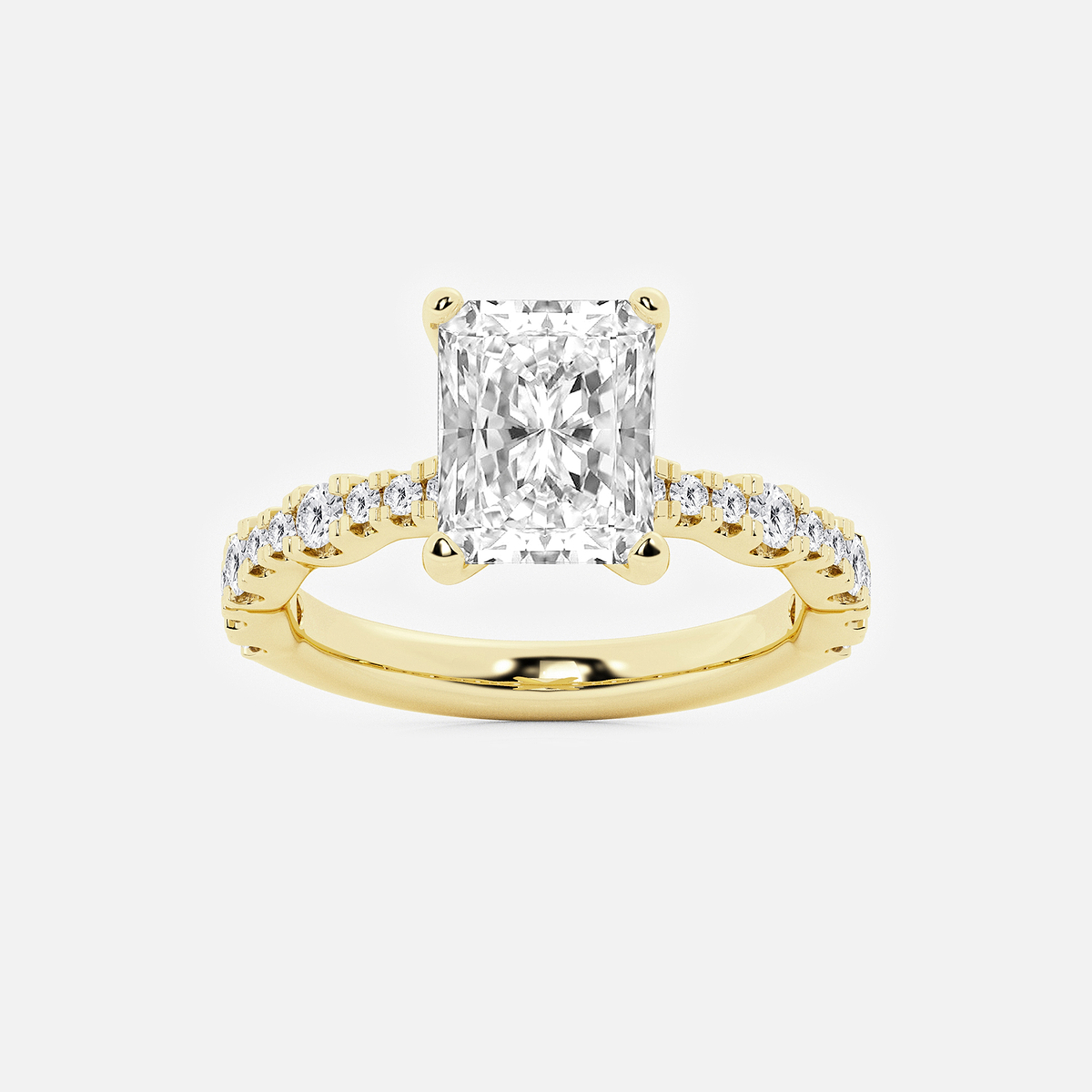 2 1/2 ctw Radiant Lab Grown Diamond Station Engagement Ring