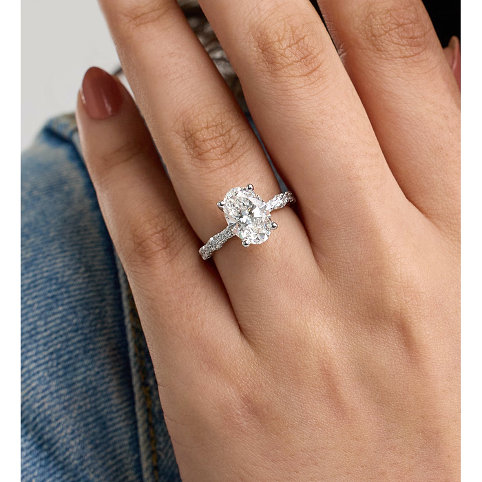 Eleanor - 1 7/8 ctw Oval Lab Grown Diamond Station Engagement Ring
