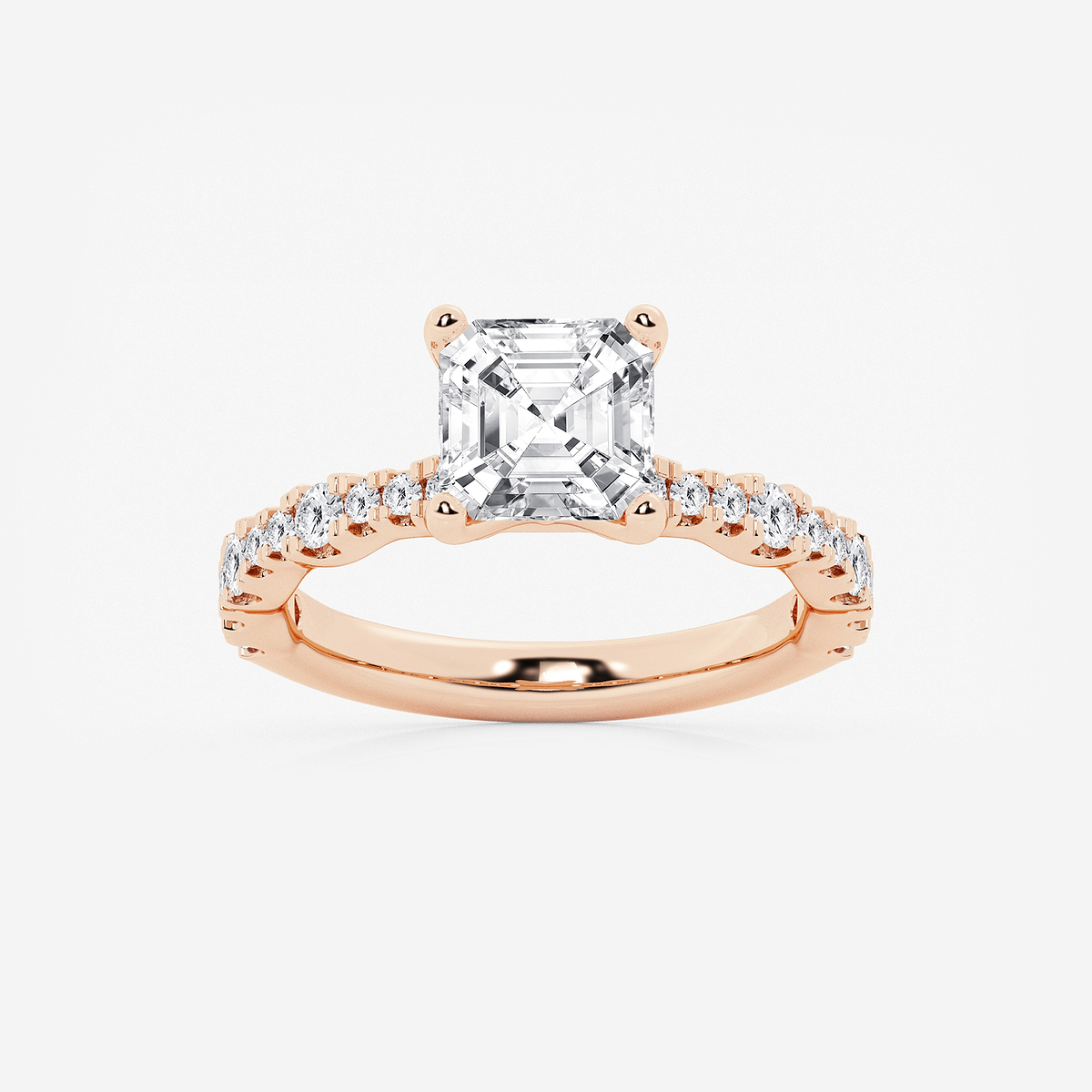 3 ctw Asscher Lab Grown Diamond Station Engagement Ring