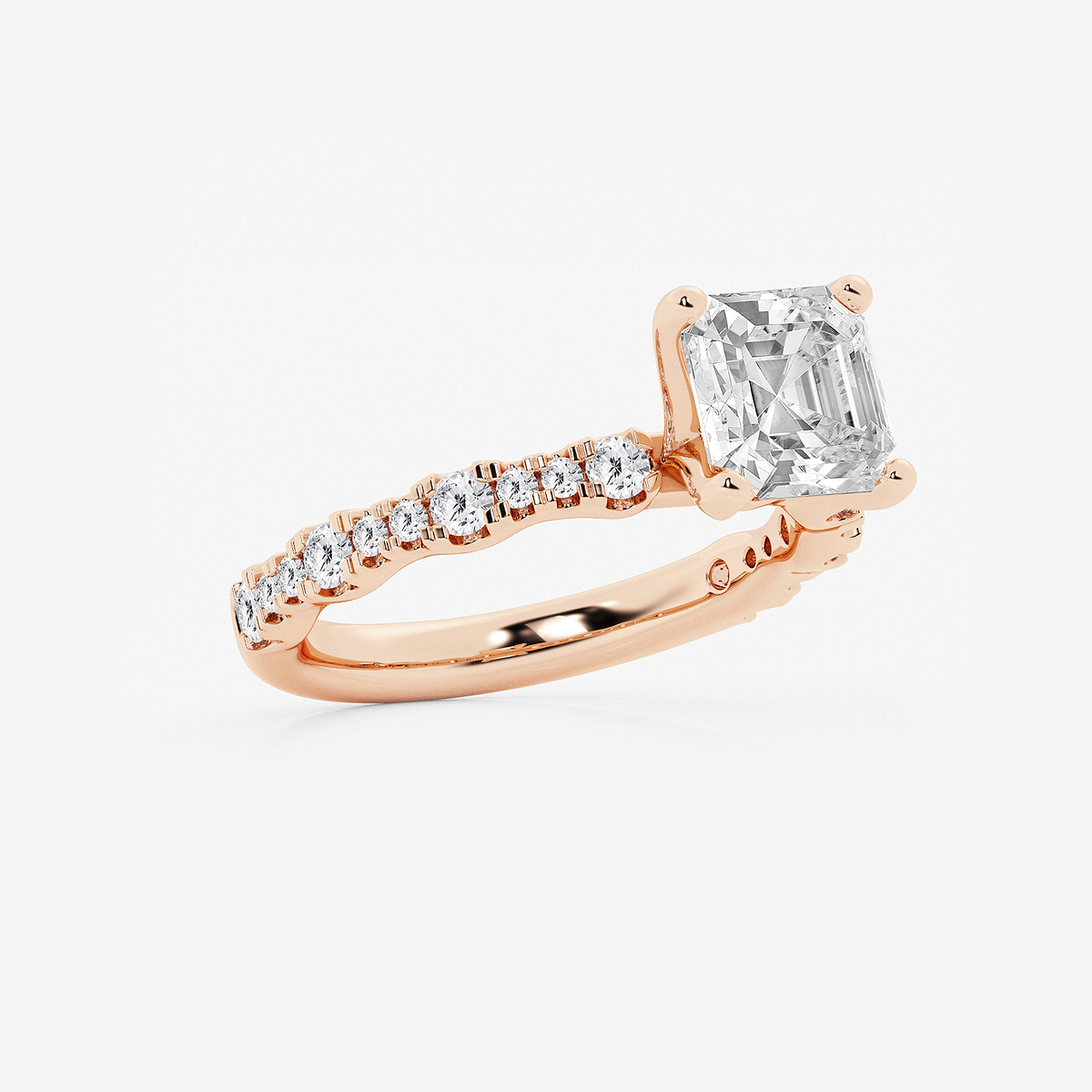 Additional Image 1 for  3 ctw Asscher Lab Grown Diamond Station Engagement Ring