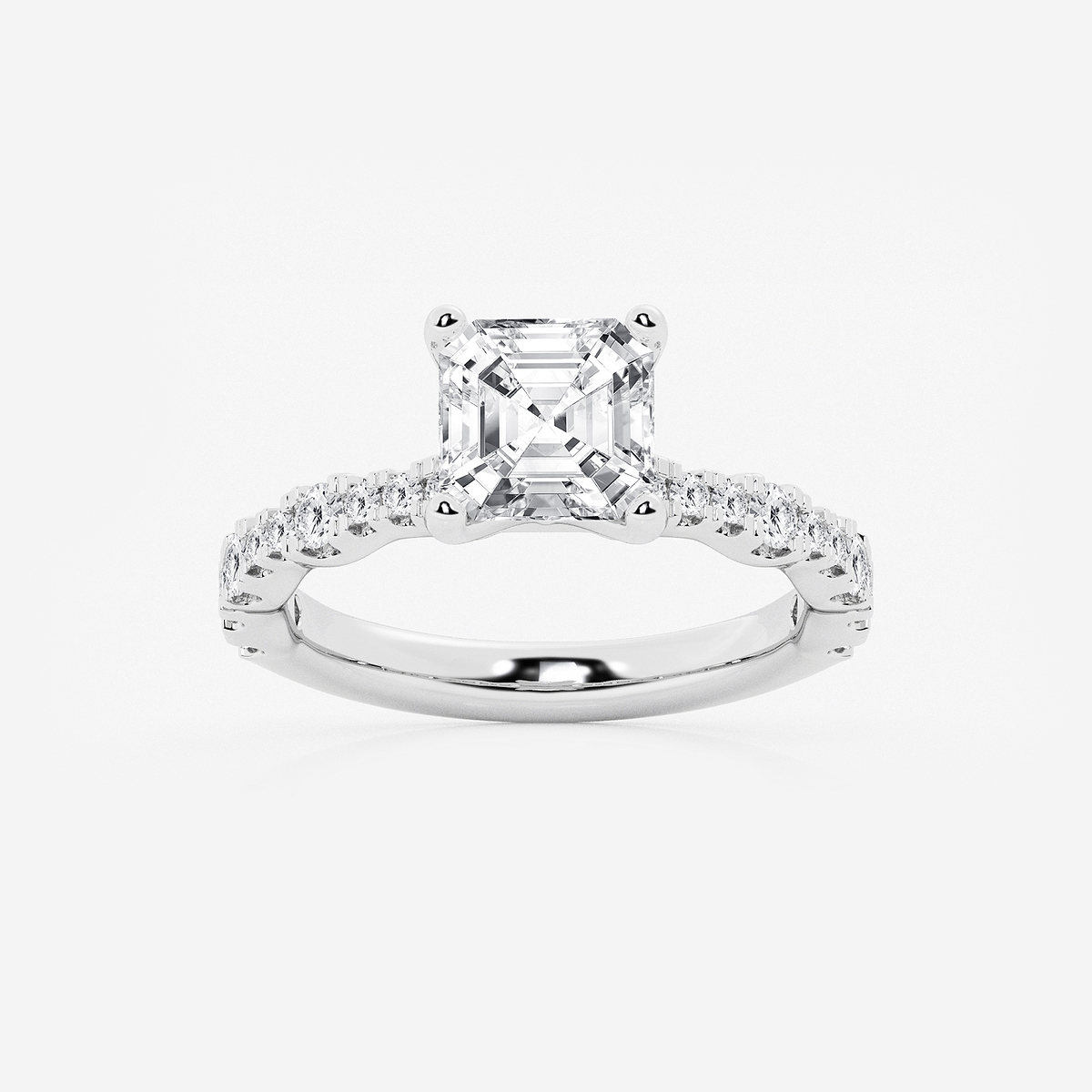 3 ctw Asscher Lab Grown Diamond Station Engagement Ring