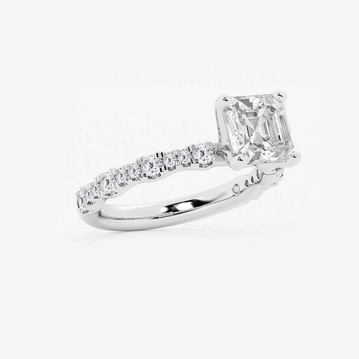 Additional Image 1 for  3 ctw Asscher Lab Grown Diamond Station Engagement Ring