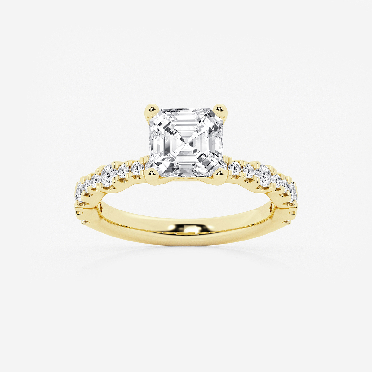 3 ctw Asscher Lab Grown Diamond Station Engagement Ring