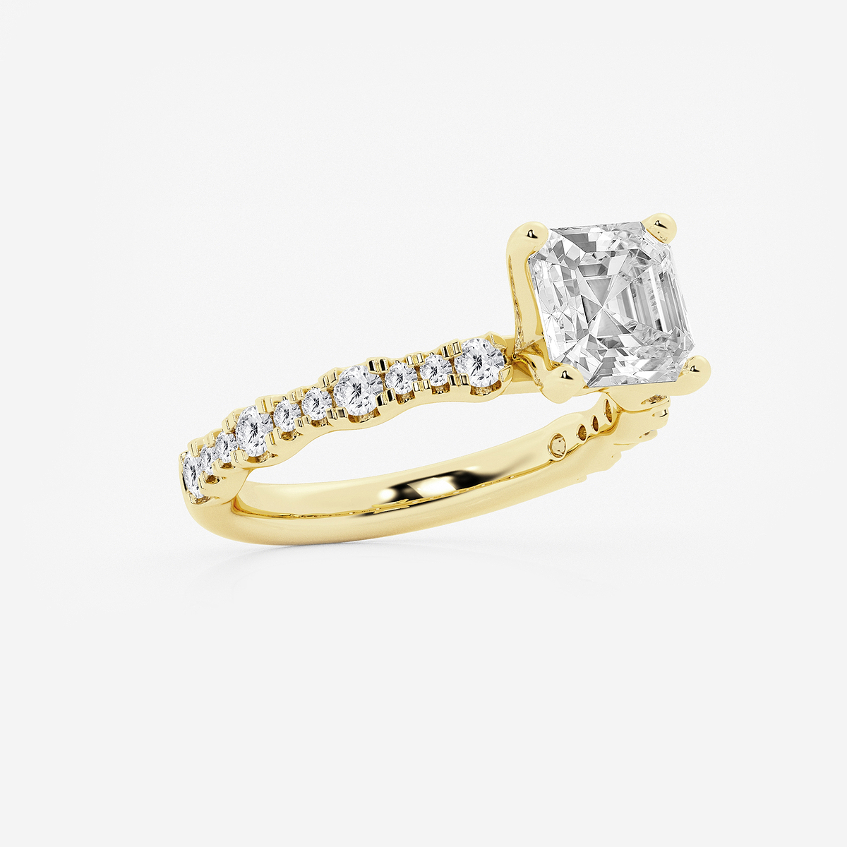 Additional Image 1 for  3 ctw Asscher Lab Grown Diamond Station Engagement Ring