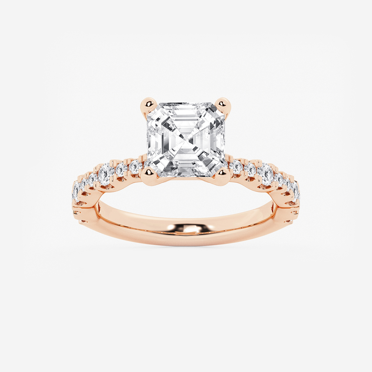 3 1/2 ctw Asscher Lab Grown Diamond Station Engagement Ring