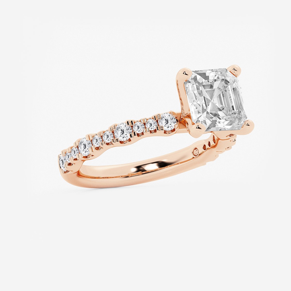 Additional Image 1 for  3 1/2 ctw Asscher Lab Grown Diamond Station Engagement Ring