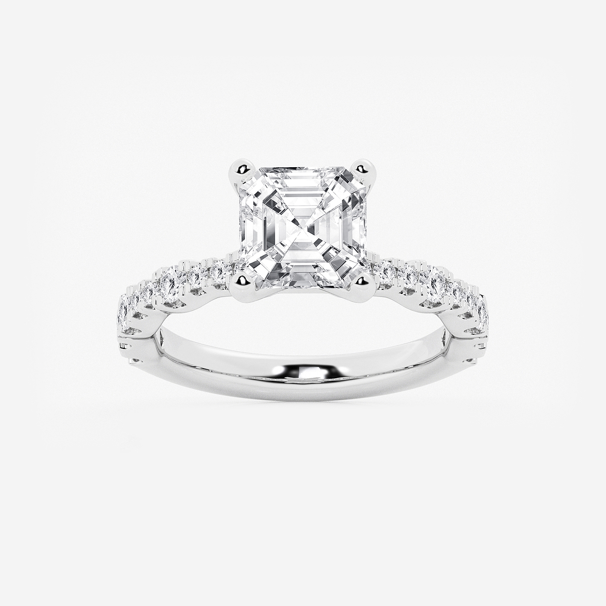 3 1/2 ctw Asscher Lab Grown Diamond Station Engagement Ring